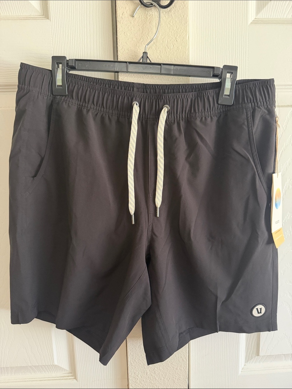 Vuori Men's Black Athletic Shorts with White Drawstring